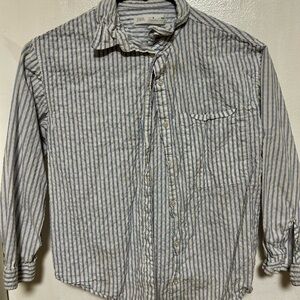 Zara Kids Girls Blue Striped Button Up LS Shirt